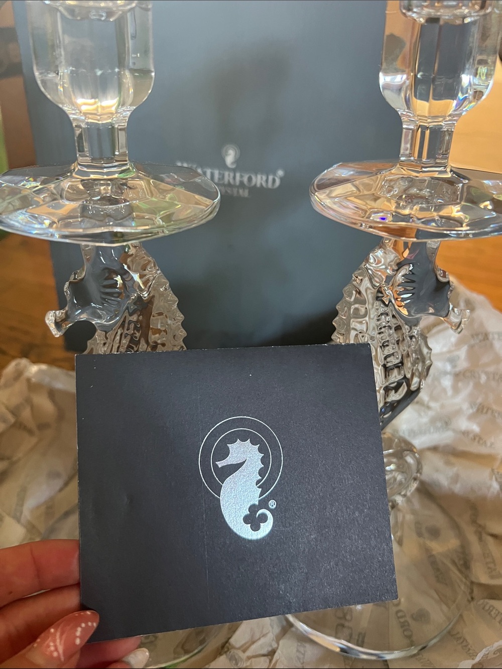 Waterford Seahorse Candlesticks Pair - Picture 4 of 7